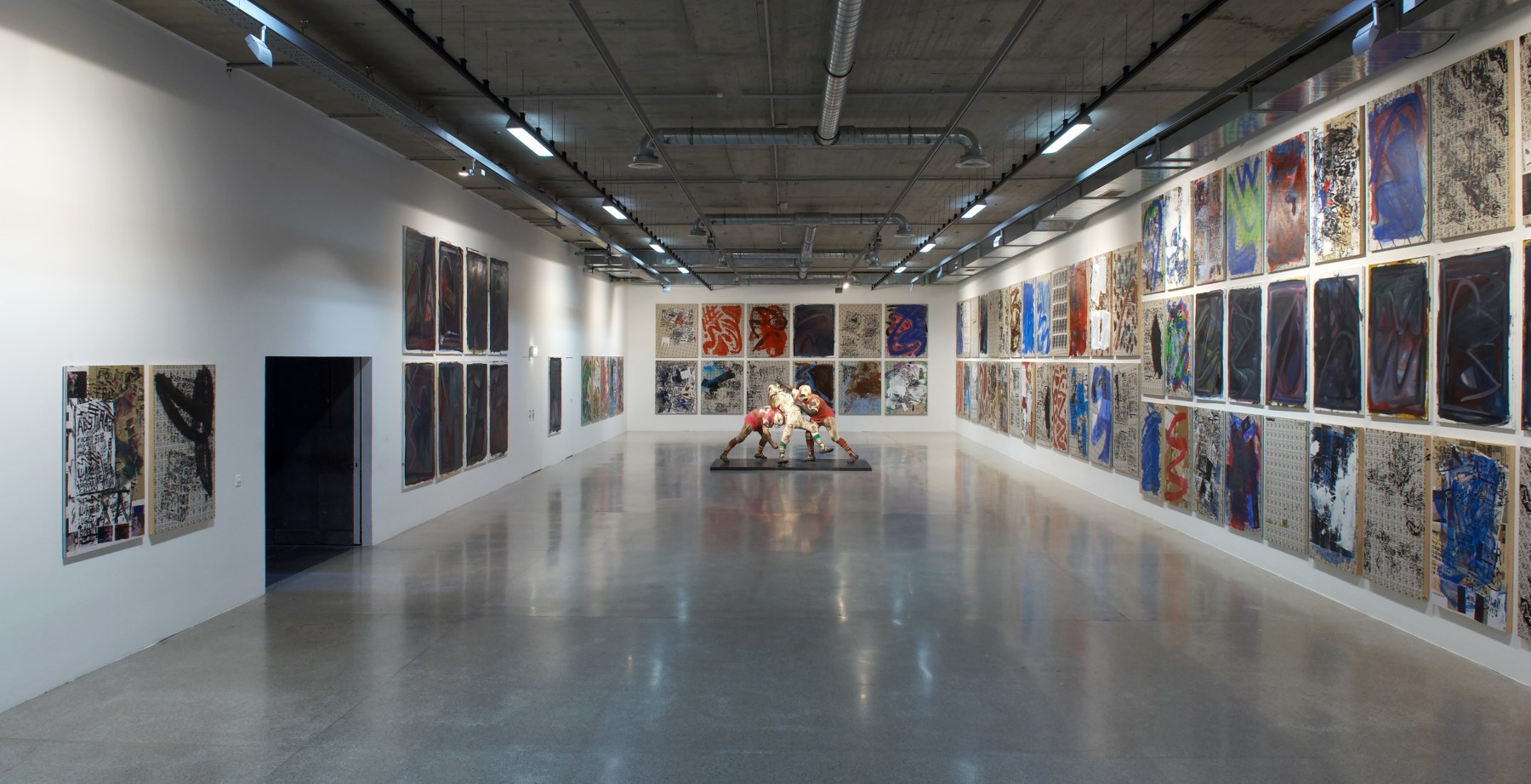 Installation view of paintings by Josh Smith