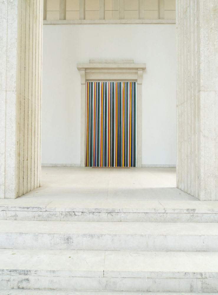 Installation view of sculptures by Liam Gillick