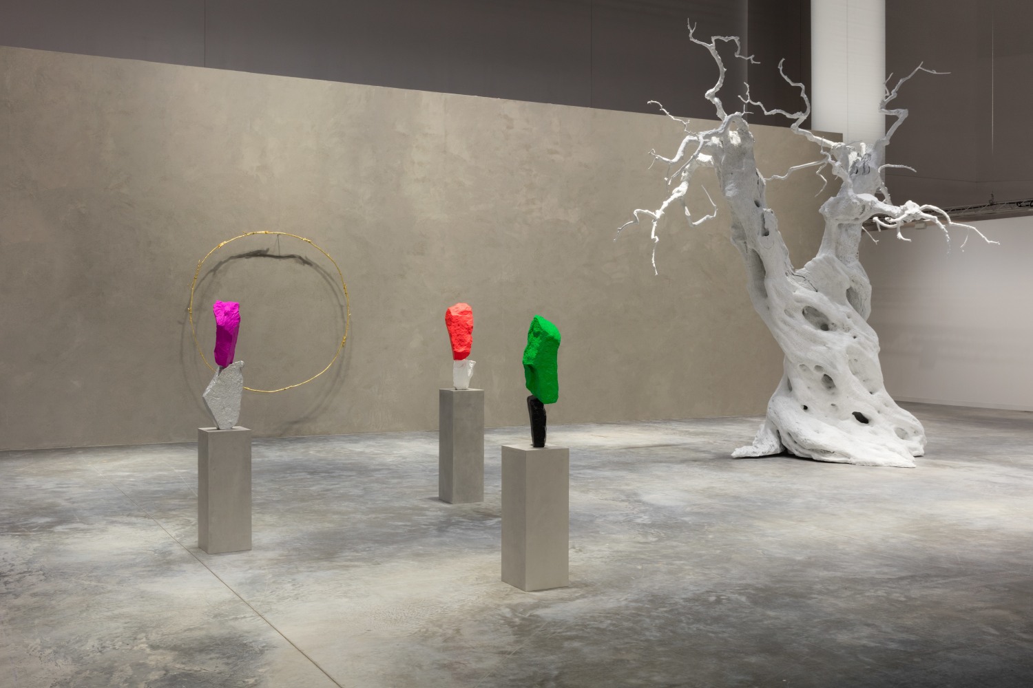 Installation view of sculptures by Ugo Rondinone