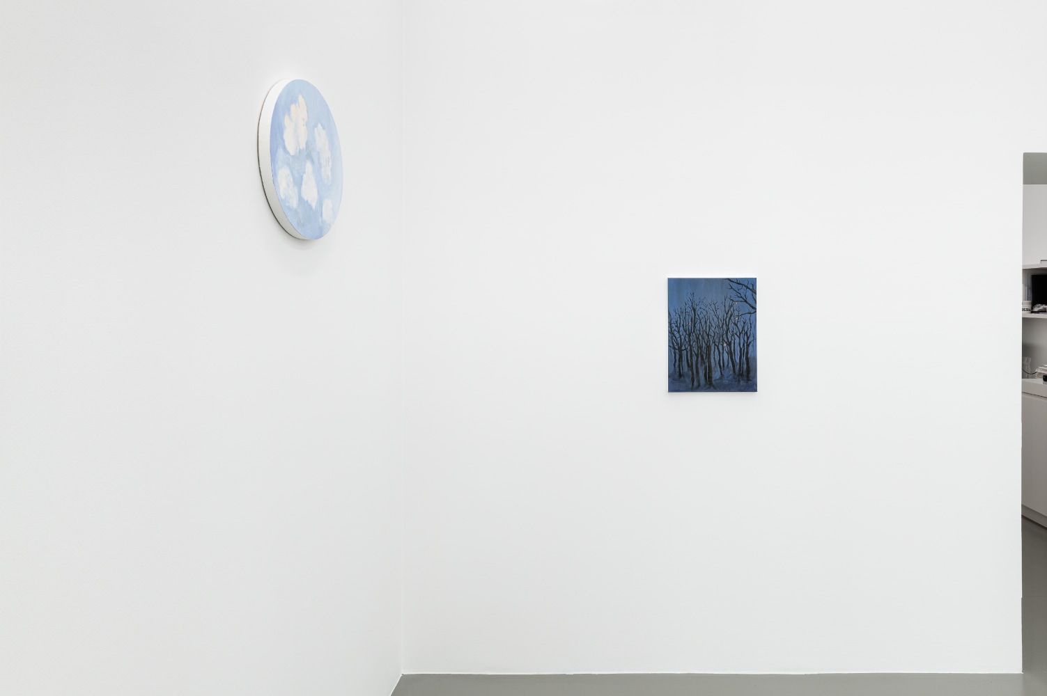 installation view of drawings and paintings by Karen Kilimnik