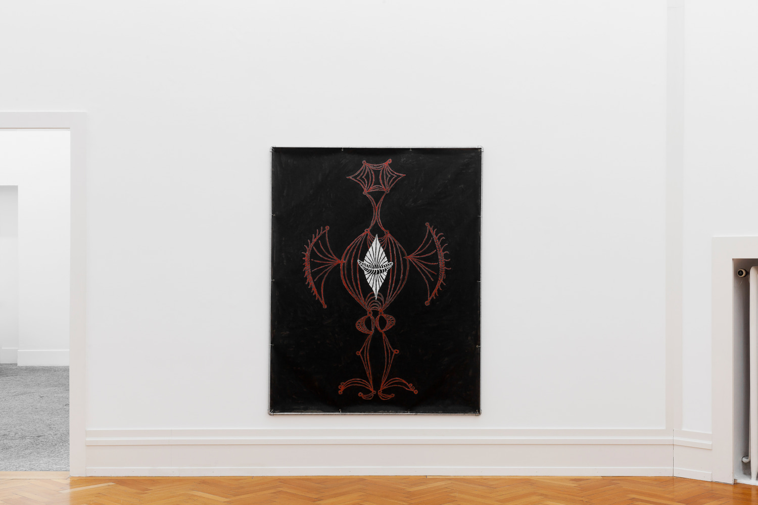 Installation views of paintings by Valentin Carron