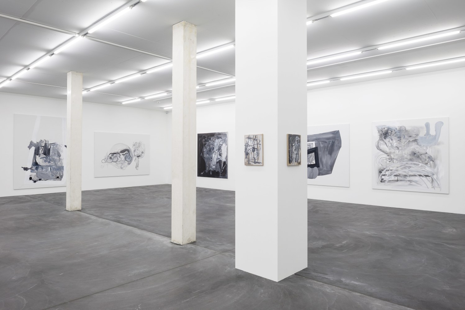 Installation view of Tobias Pils paintings and works on paper exhibition