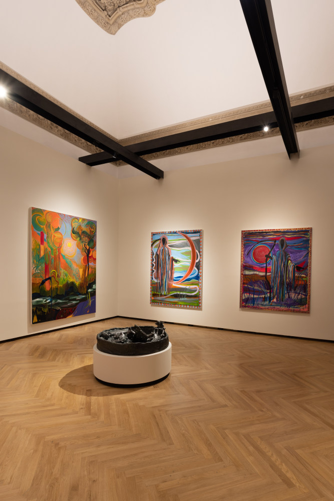 Installation view, Shara Hughes, Day for Night: New American Realism, A&amp;iuml;shti Foundation, Palazzo Barberini, Rome, 2024