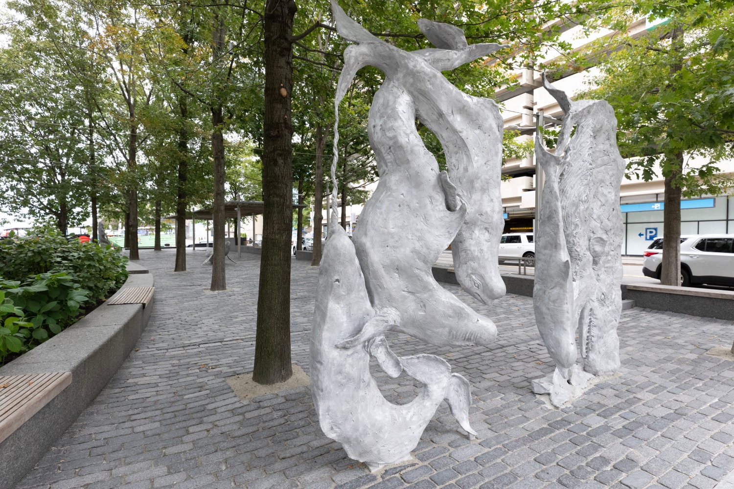 Installation view, Jean-Marie Appriou, Whale Song, Central Wharf, Boston, 2024