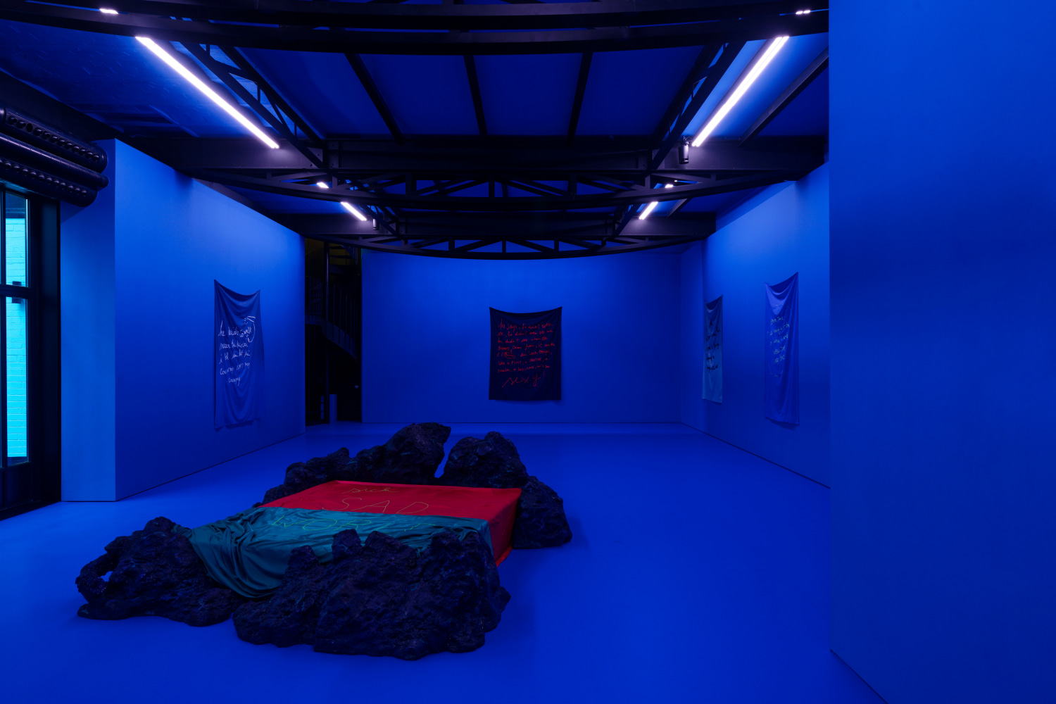 Installation view, Ugo Rondinone &amp;amp; Tarek Lakhrissi, who is afraid of red blue and yellow?, Reiffers Art Initiatives, Paris