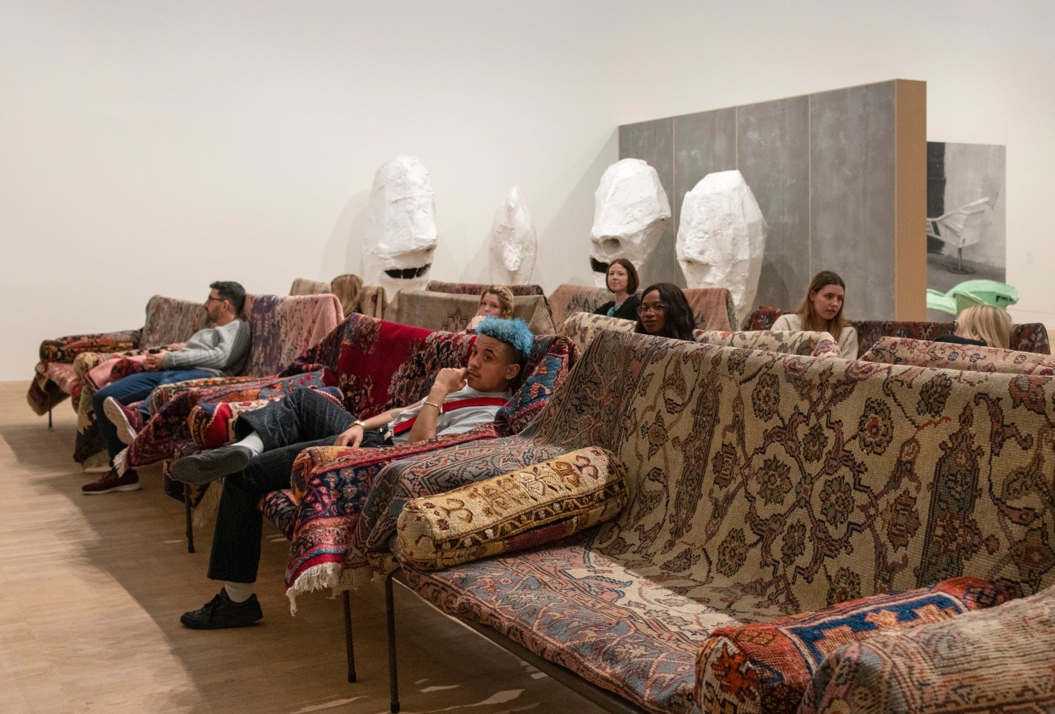 Installation view of works by Franz West