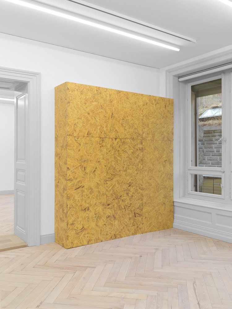 Valentin Carron The Shelter 2020 Oil on MDF board Exhibition copy Total dimensions variable / Minimal size: 225 x 200 x 40 cm