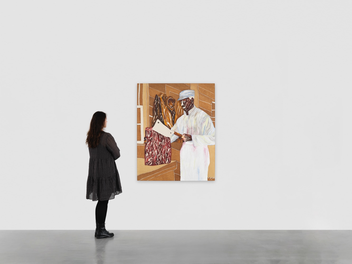 CHASE HALL
Moises With A Cleaver
2024
Acrylic and coffee on cotton canvas
152 x 121.5 x 3 cm / 59 7/8 x 47 3/4 x 1 1/4 in
HALLC60312