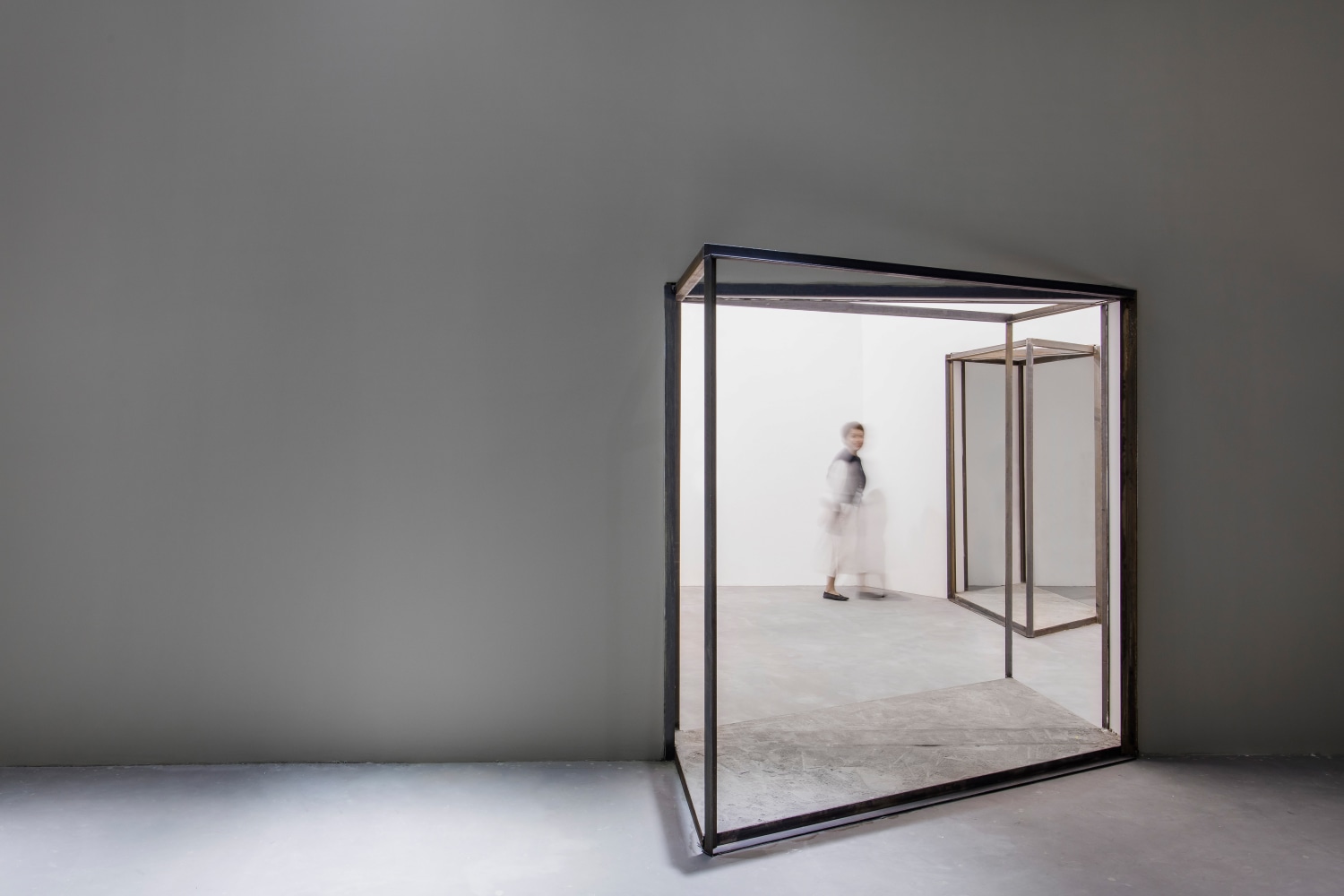 Installation view of sculpture by Oscar Tuazon