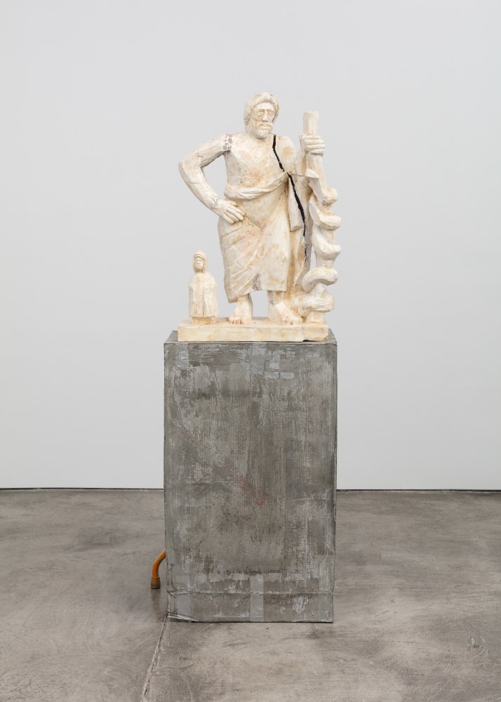 Indoor view of Justin Matherly sculpture, Untitled (Fear, Anxiety and Joy) 2016 GFRG, GFRC, epoxy, spray paint, modified ambulatory equipment 190 x 70 x 54 cm / 75 x 27 1/2 x 21 1/4 in