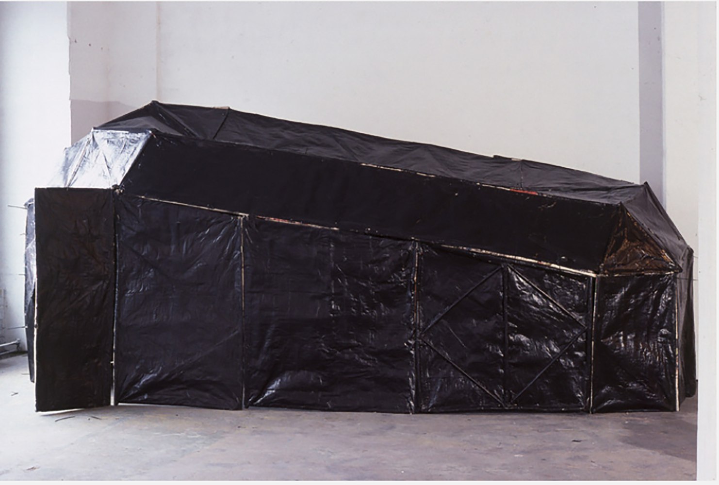 Installation view of sculpture by Oscar Tuazon