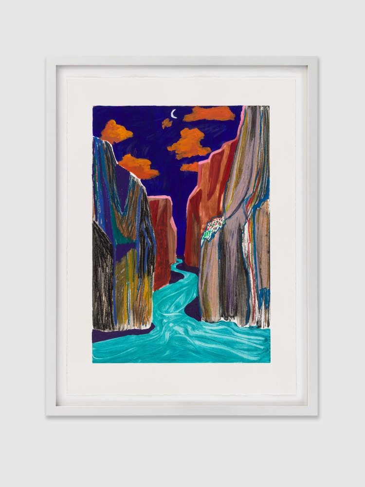 SO FAR TO GO 2 2019 Printed ink and mixed media on paper Image 71 x 51 cm / 28 x 20 in Frame 80.5 x 60 x 3.5 cm / 31 3/4 x 23 5/8 x 1 3/8 in