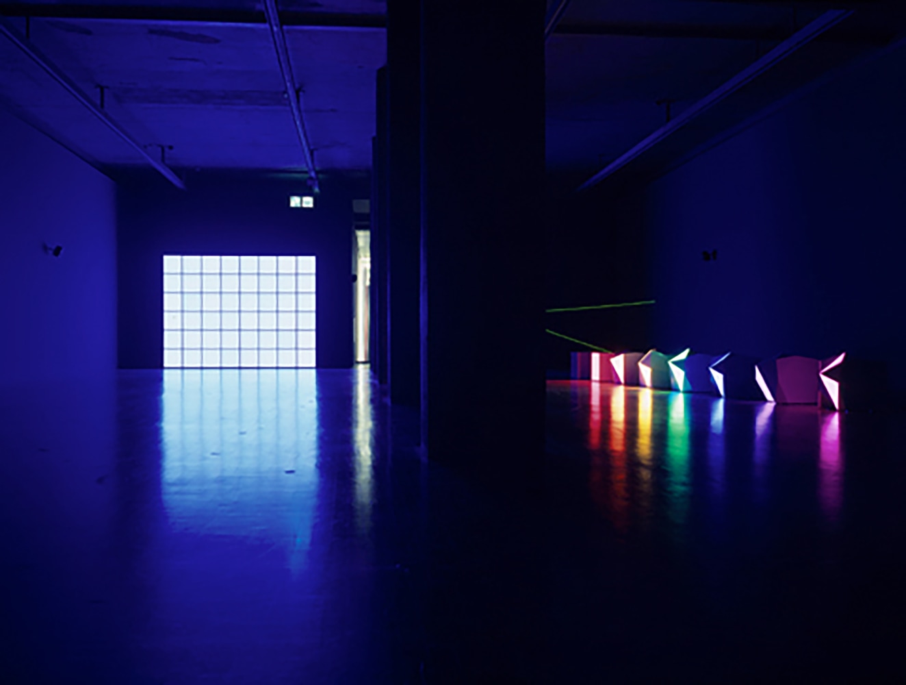 Installation view of sculptures by Angela Bulloch