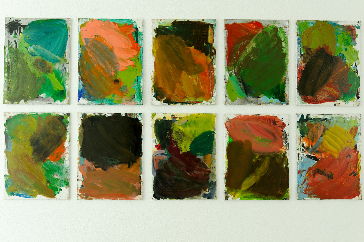 Installation view of paintings by Josh Smith