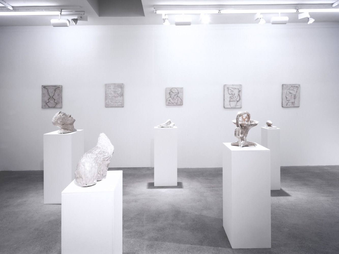 Installation view of Andrew Lord sculptures and reliefs exhibition