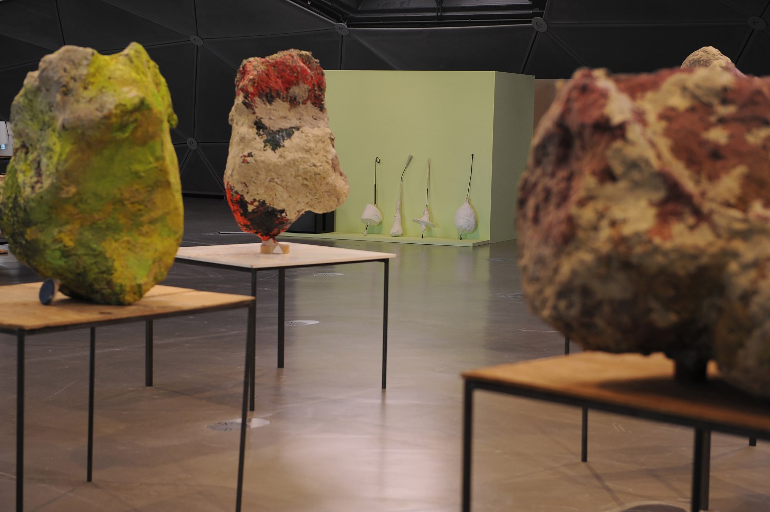 Installation view of works by Franz West