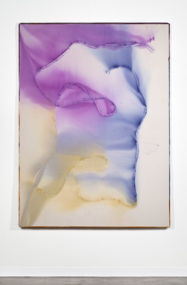 Sam Falls Untitled (Hartland, VT Rain, Rope, 6) 2013 Fabric dye on rope and canvas 235 x 172.5 cm / 92 1/2 x 68 in