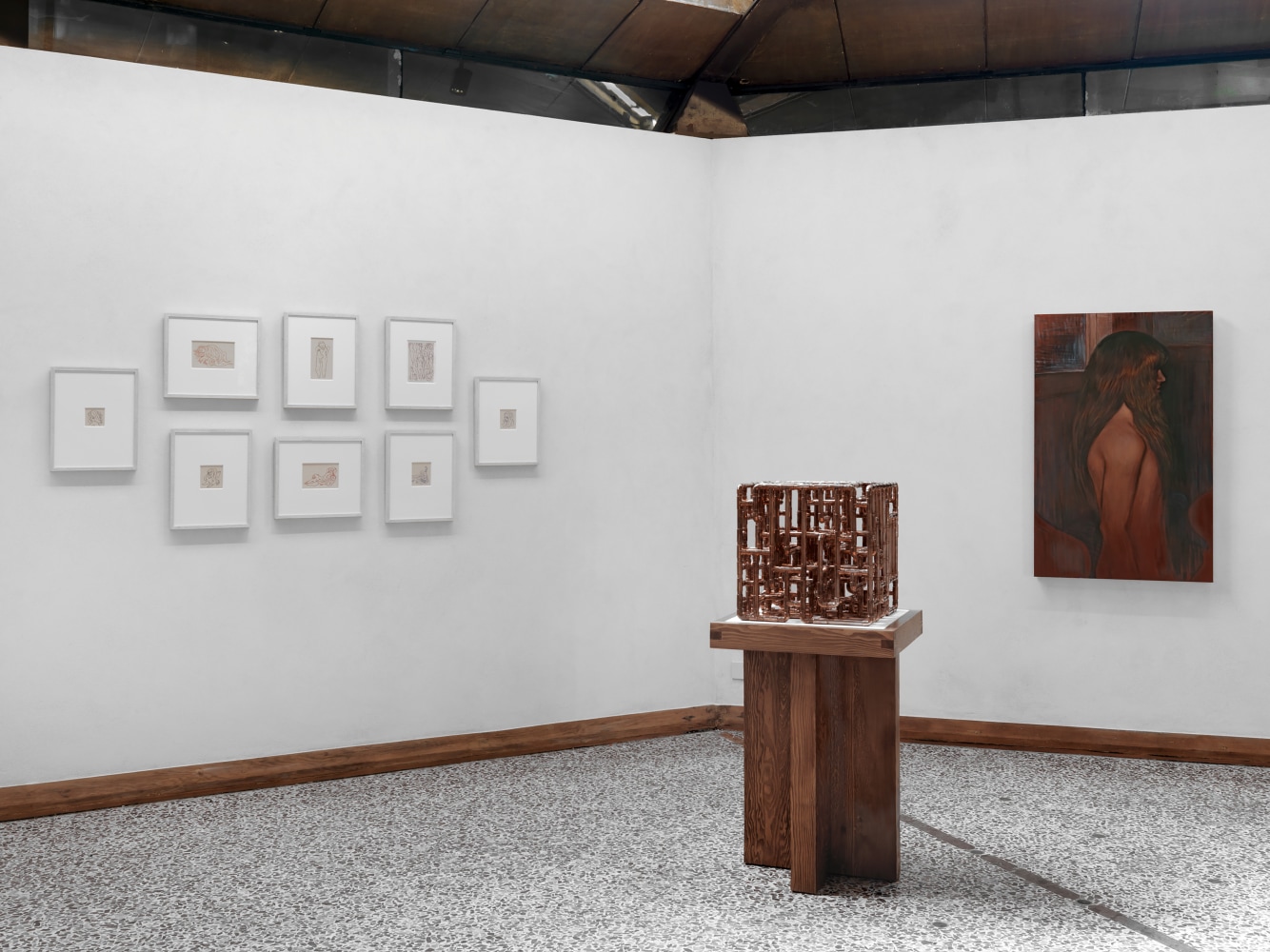 Installation view of paintings by Steven Shearer