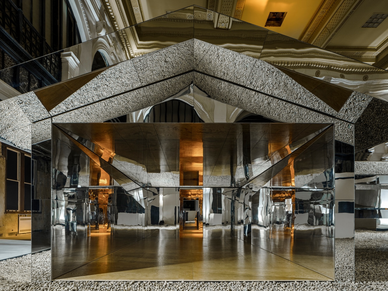 Installation view of living art installation by Doug Aitken