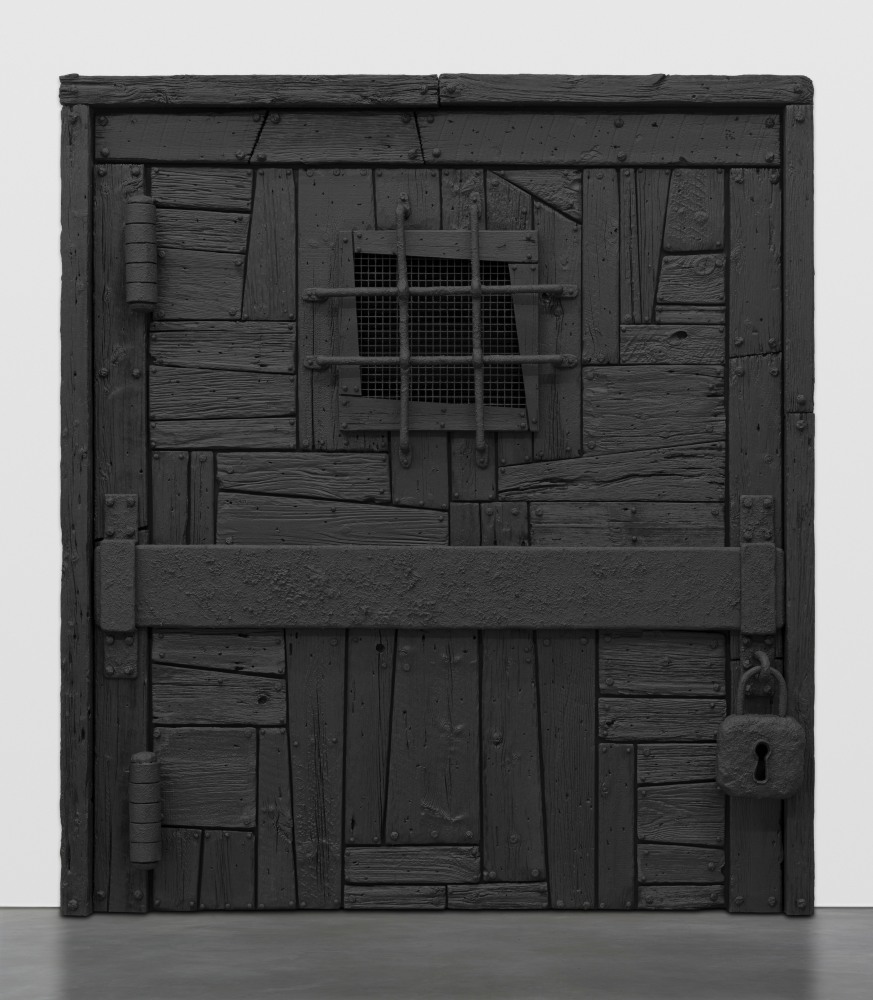 Door sculpture by Ugo Rondinone zero zany zone 2019 Wood, fittings, varnish 293.5 x 266.5 x 24 cm / 115 1/2 x 105 x 9 1/2 in