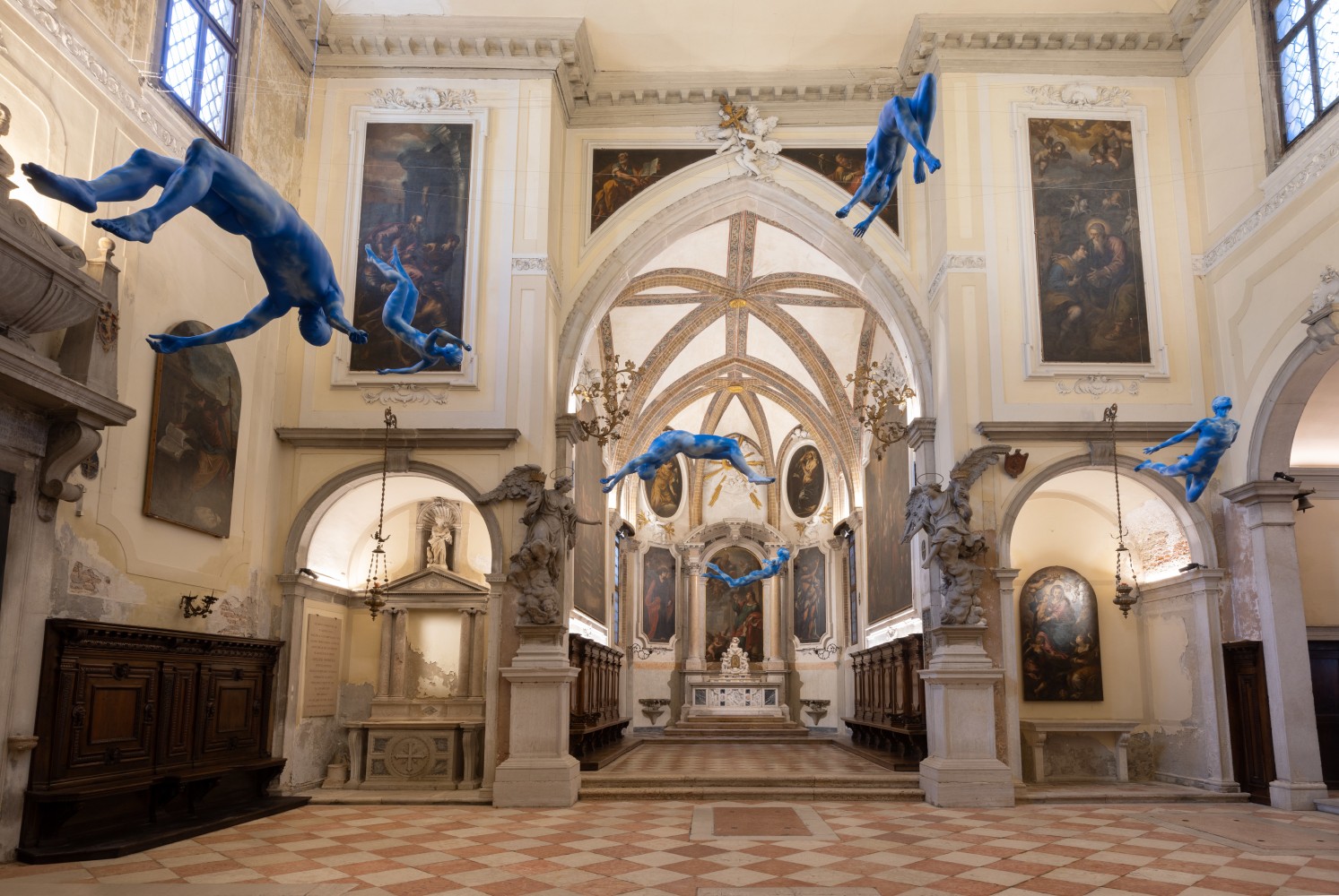 Installation view of sculptures by Ugo Rondinone