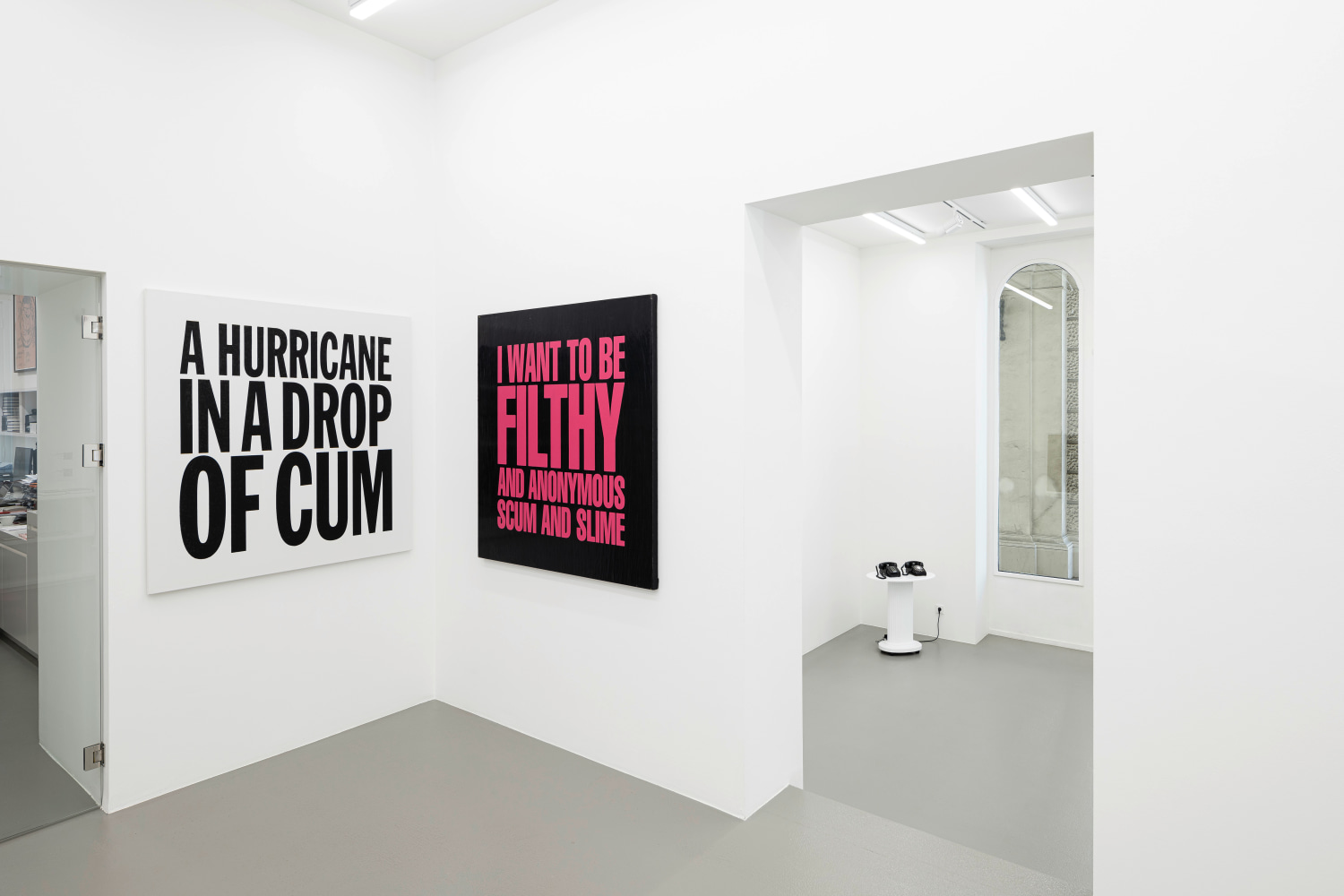 Installation view, John Giorno, God Complex, Galerie Eva Presenhuber, Vienna, 2024
