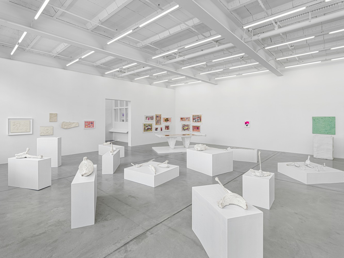 Installation view, Franz West, Die fr&amp;uuml;hen Werke / Early Works, Galerie Eva Presenhuber, Maag Areal, Zurich, 2025