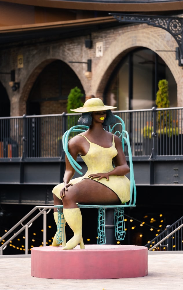 Installation view of sculpture by Tschabalala Self