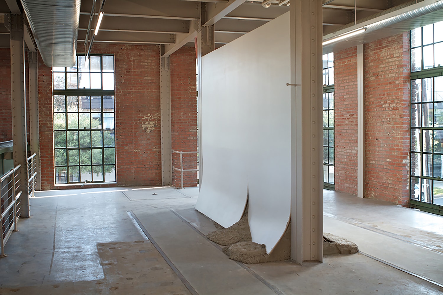 Installation view of sculpture by Oscar Tuazon