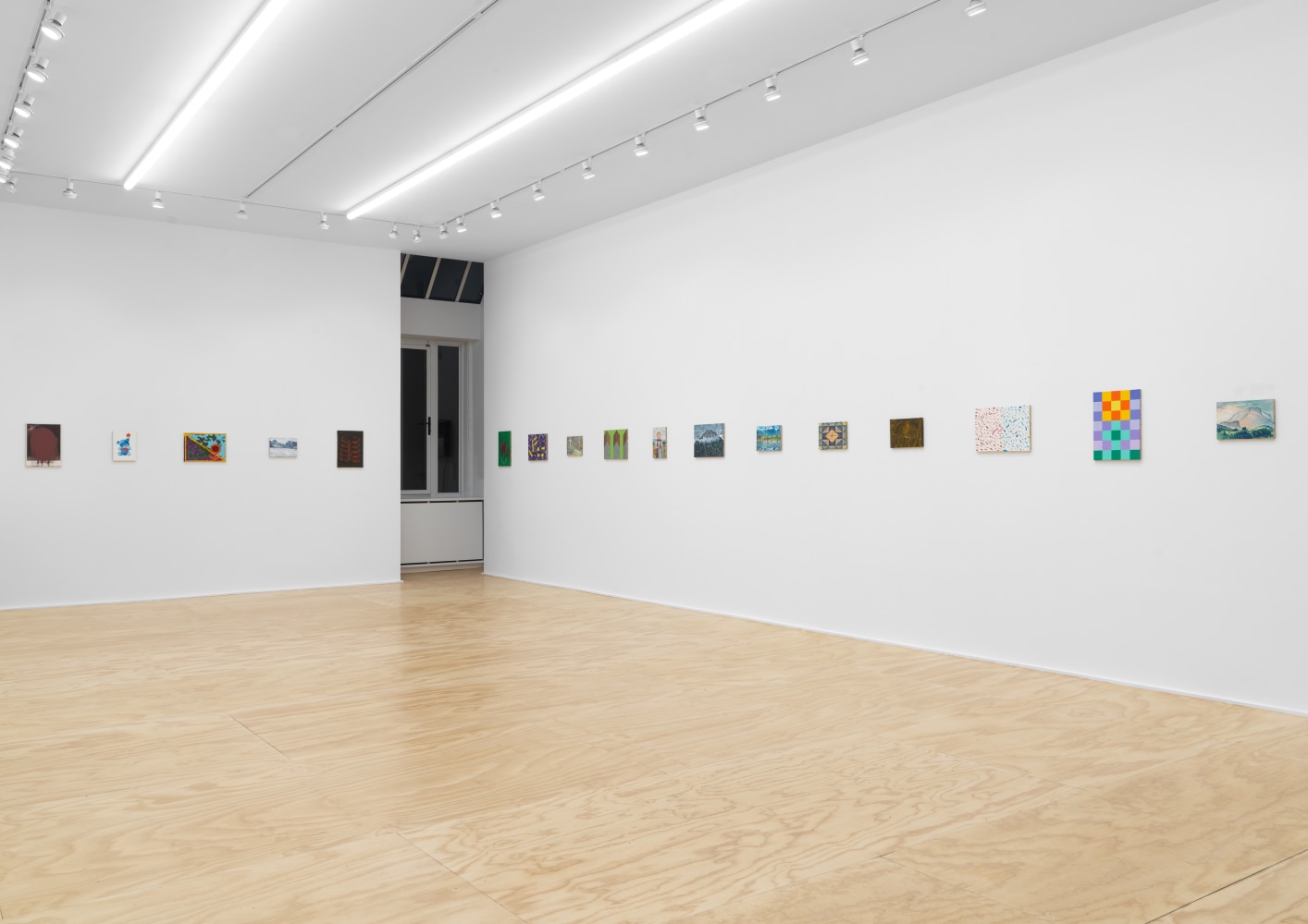 Installation view of Jean-Frédéric Schnyder paintings and cardboard sculpture exhibition