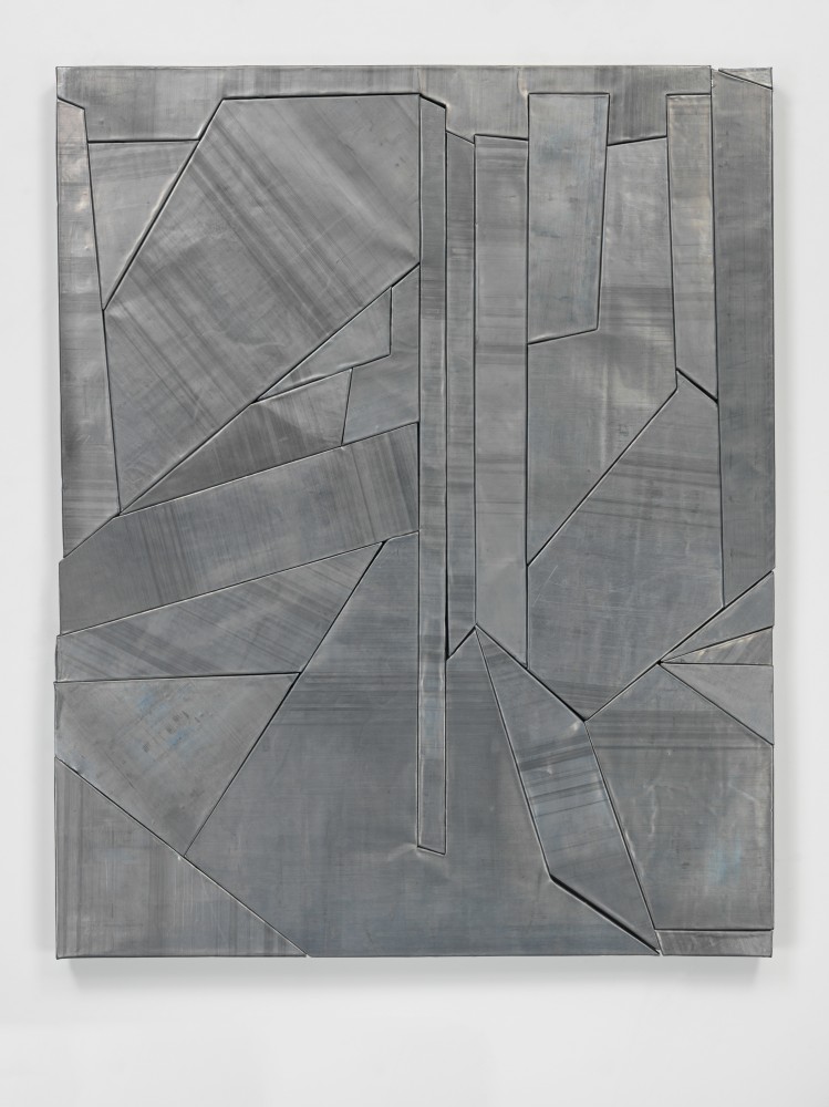 Wall relief by Wyatt Kahn Untitled 2019 Lead on panel 122 x 99 cm / 48 x 39 in