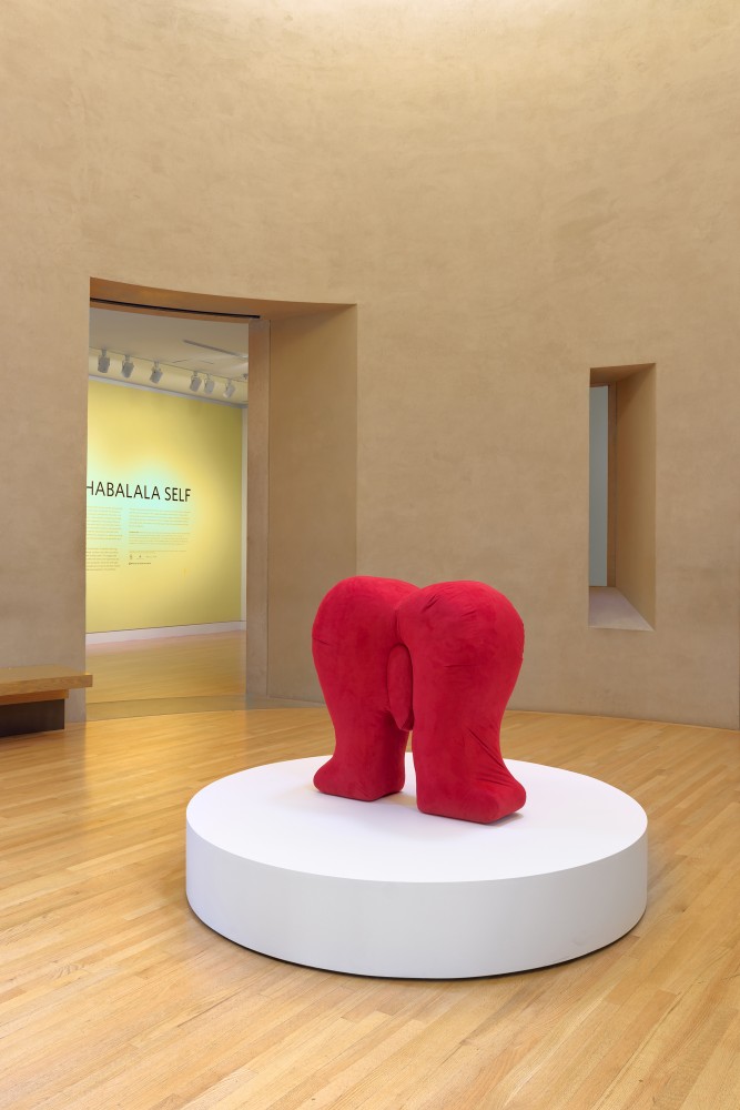 Installation view of sculpture by Tschabalala Self