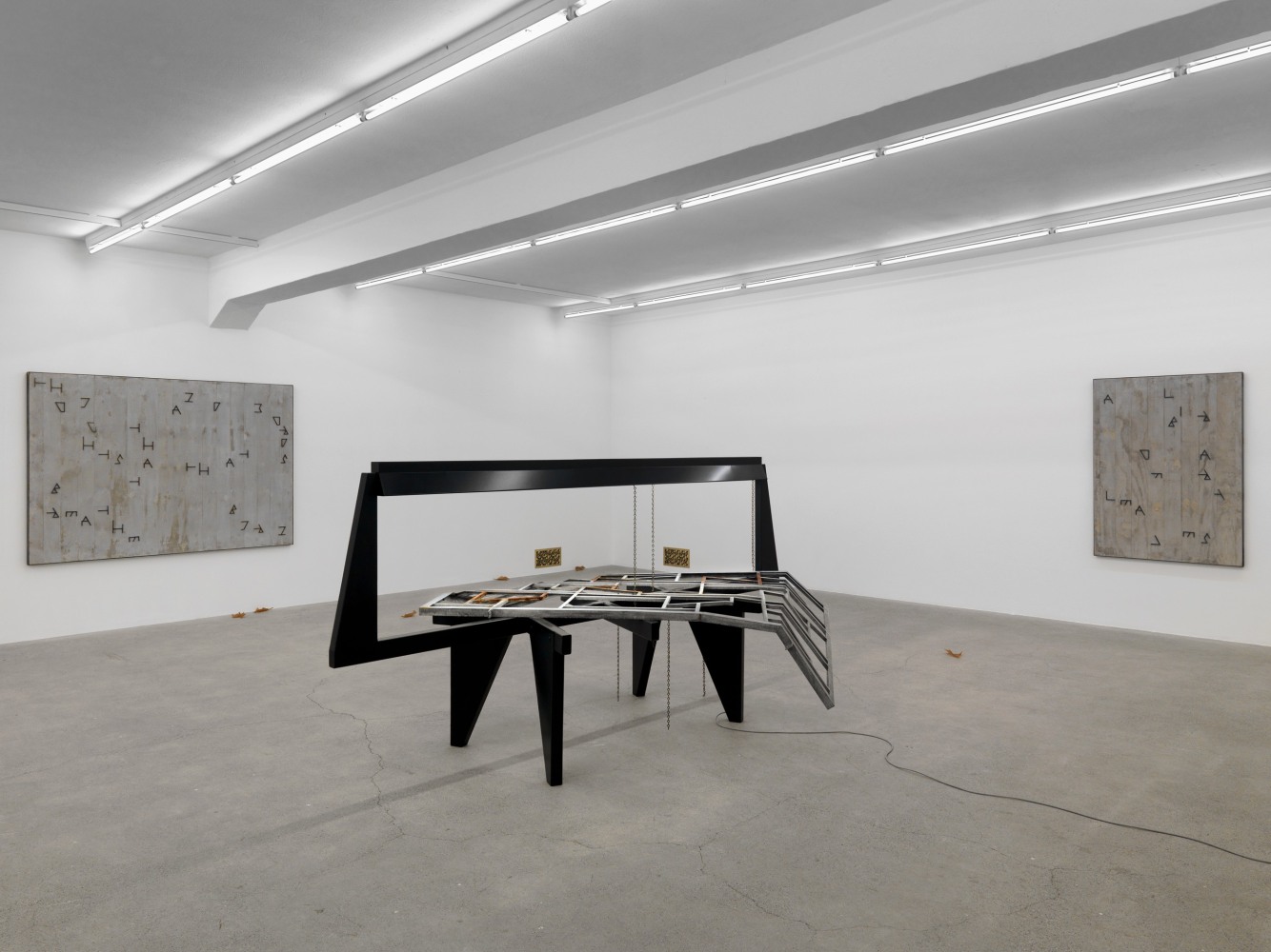 Installation view of Martin Boyce sculpture and photography exhibition