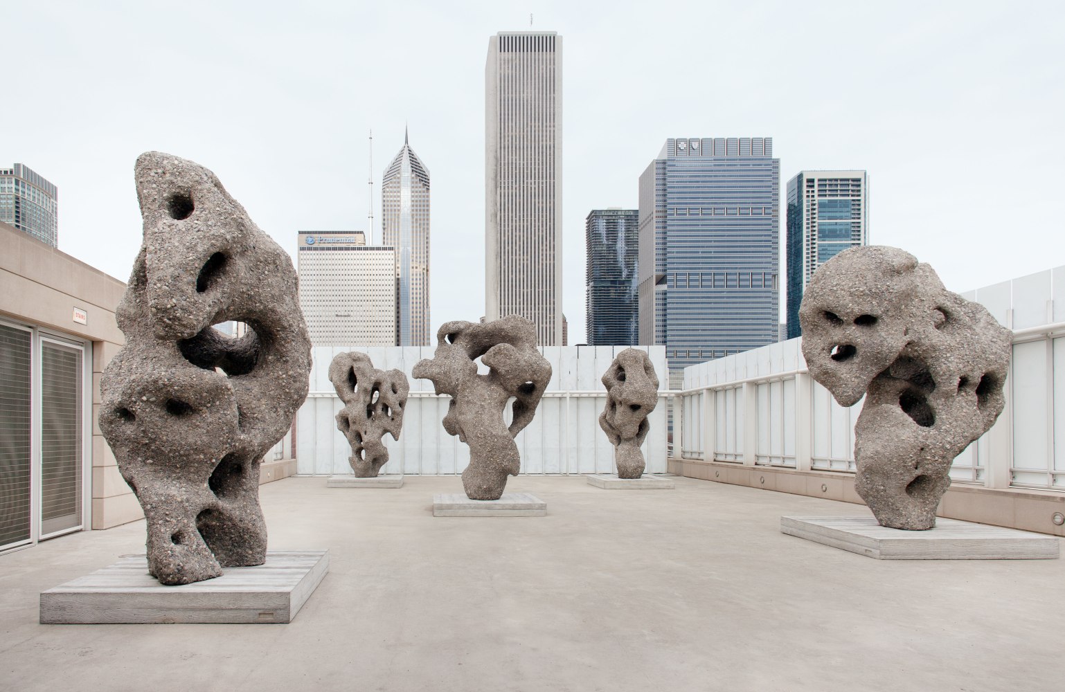Installation view of sculptures by Ugo Rondinone