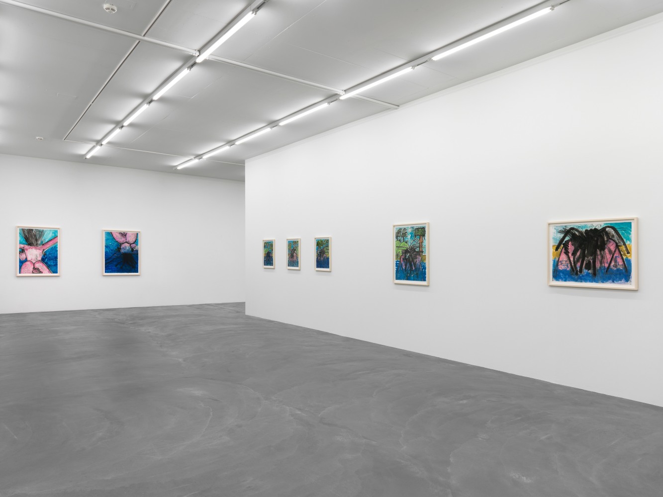 Installation view of Carroll Dunham monotypes exhibition