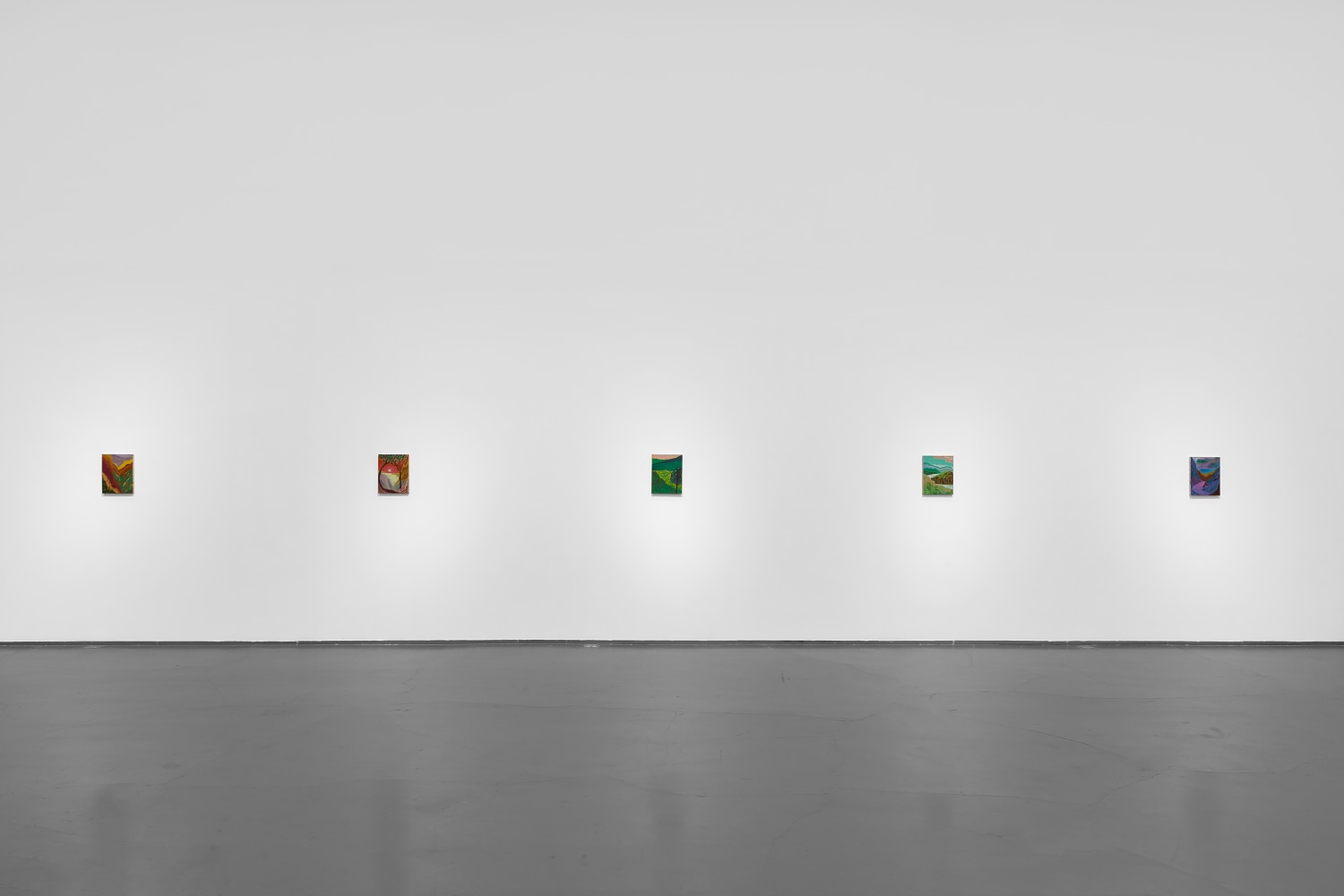 Installation view of paintings by Shara Hughes