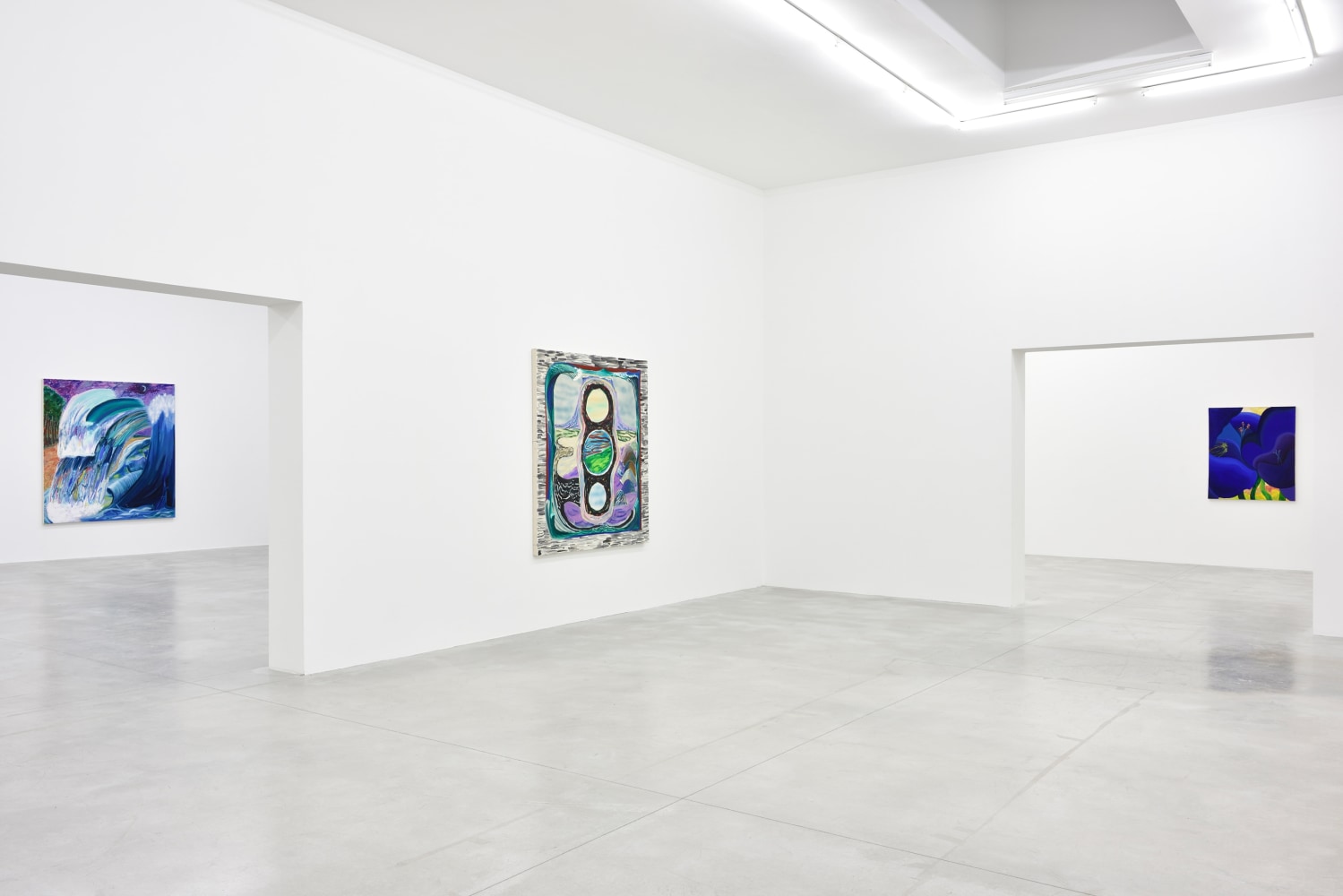 Installation view of Paintings by Shara Hughes