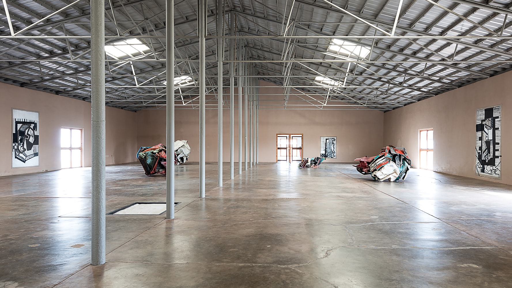 Installation view of paintings by Tobias Pils