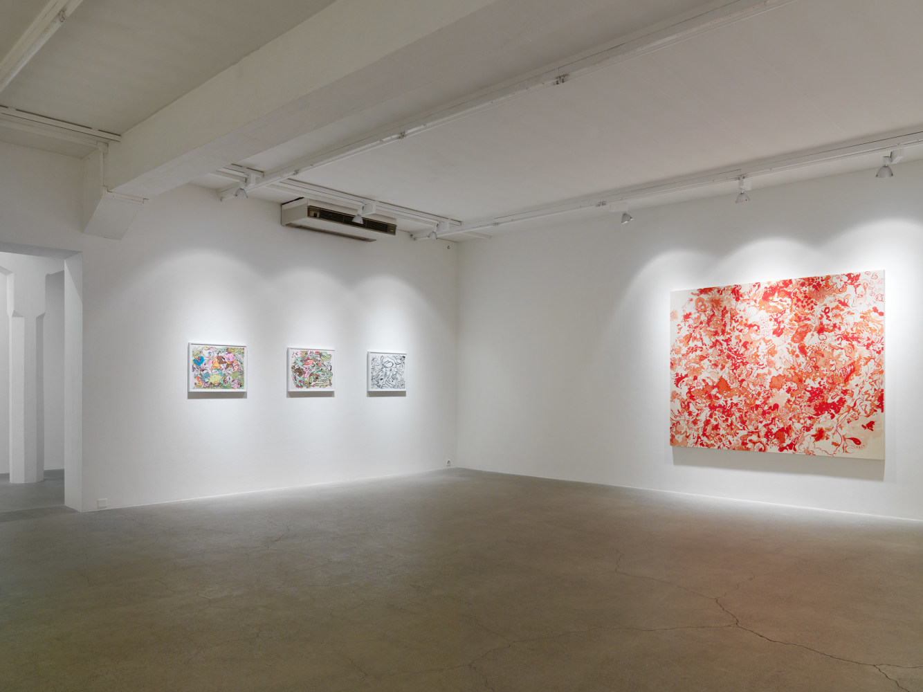 Installation view of Sue Williams painting exhibition