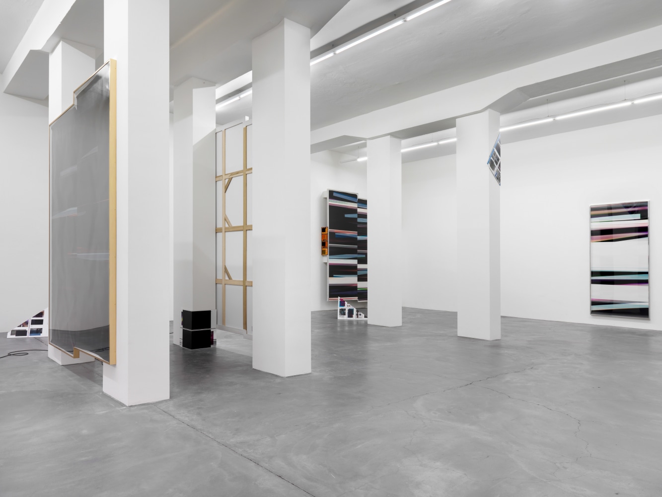 Installation view of Walead Beshty photography and sculpture exhibition