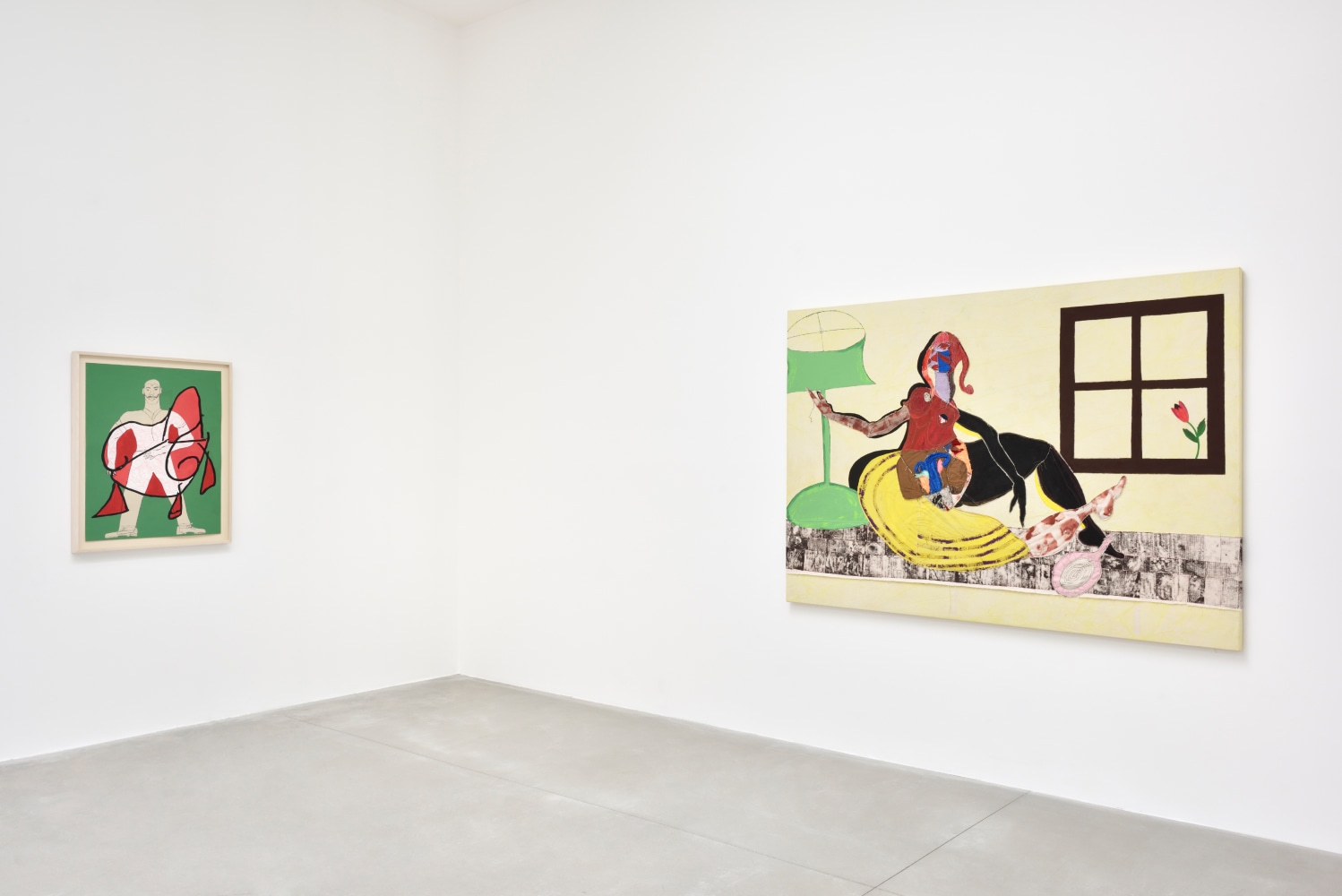 Installation view of paintings by Tschabalala Self
