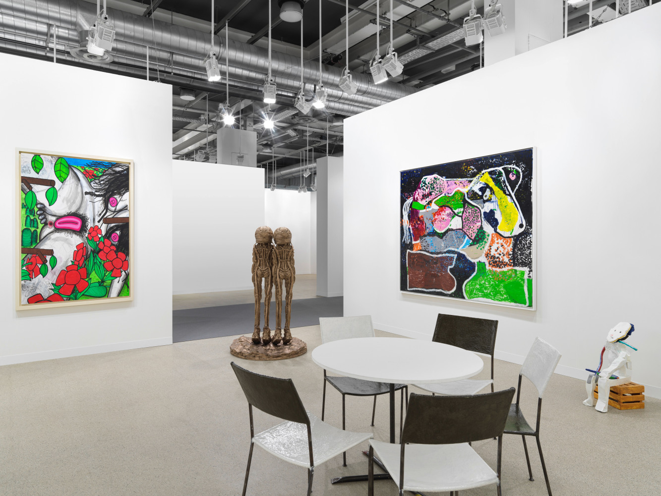 Installation view, Jean-Marie Appriou, Martin Boyce, Joe Bradley, Valentin Carron, Carroll Dunham, Peter Fischli David Weiss, Louisa Gagliardi, Chase Hall, Matthew Angelo Harrison, Shara Hughes, Karen Kilimnik, Tobias Pils, Ugo Rondinone, Jean-Fr&amp;eacute;d&amp;eacute;ric Schnyder, Steven Shearer, Tschabalala Self,&amp;nbsp;Josh Smith, Sue Williams, Galerie Eva Presenhuber, Art Basel, Basel, 2024