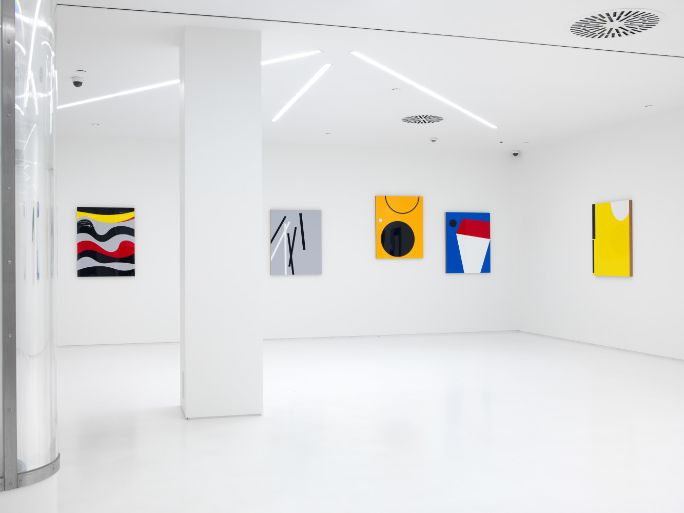 Installation view of wall works by Gerwald Rockenschaub