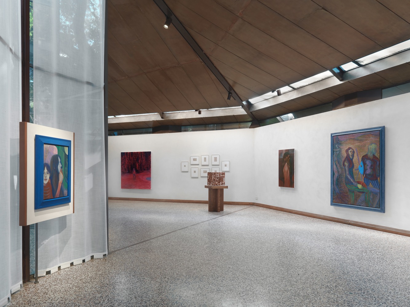 Installation view of paintings by Steven Shearer