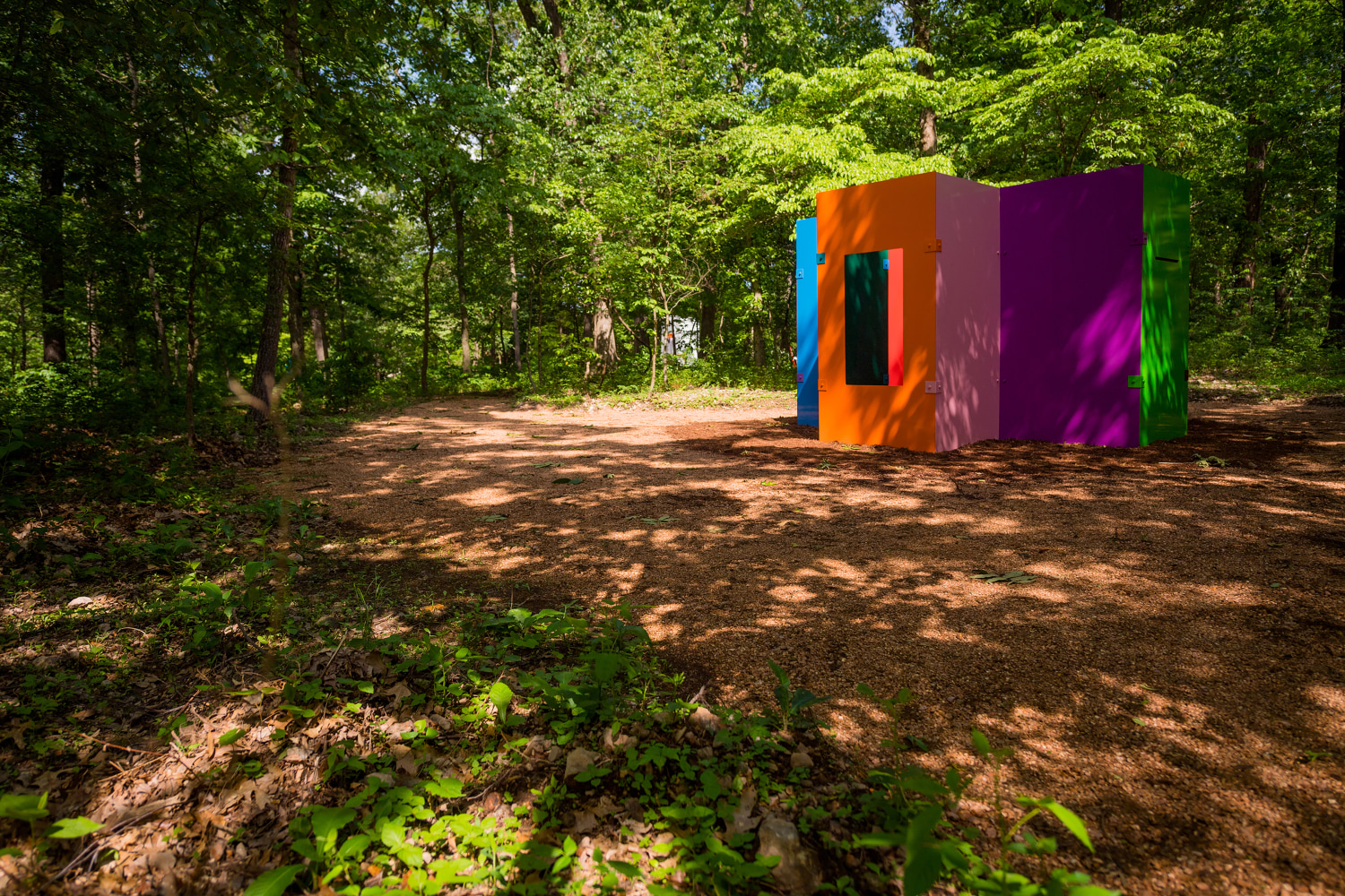 Installation view of sculpture by Sam Falls