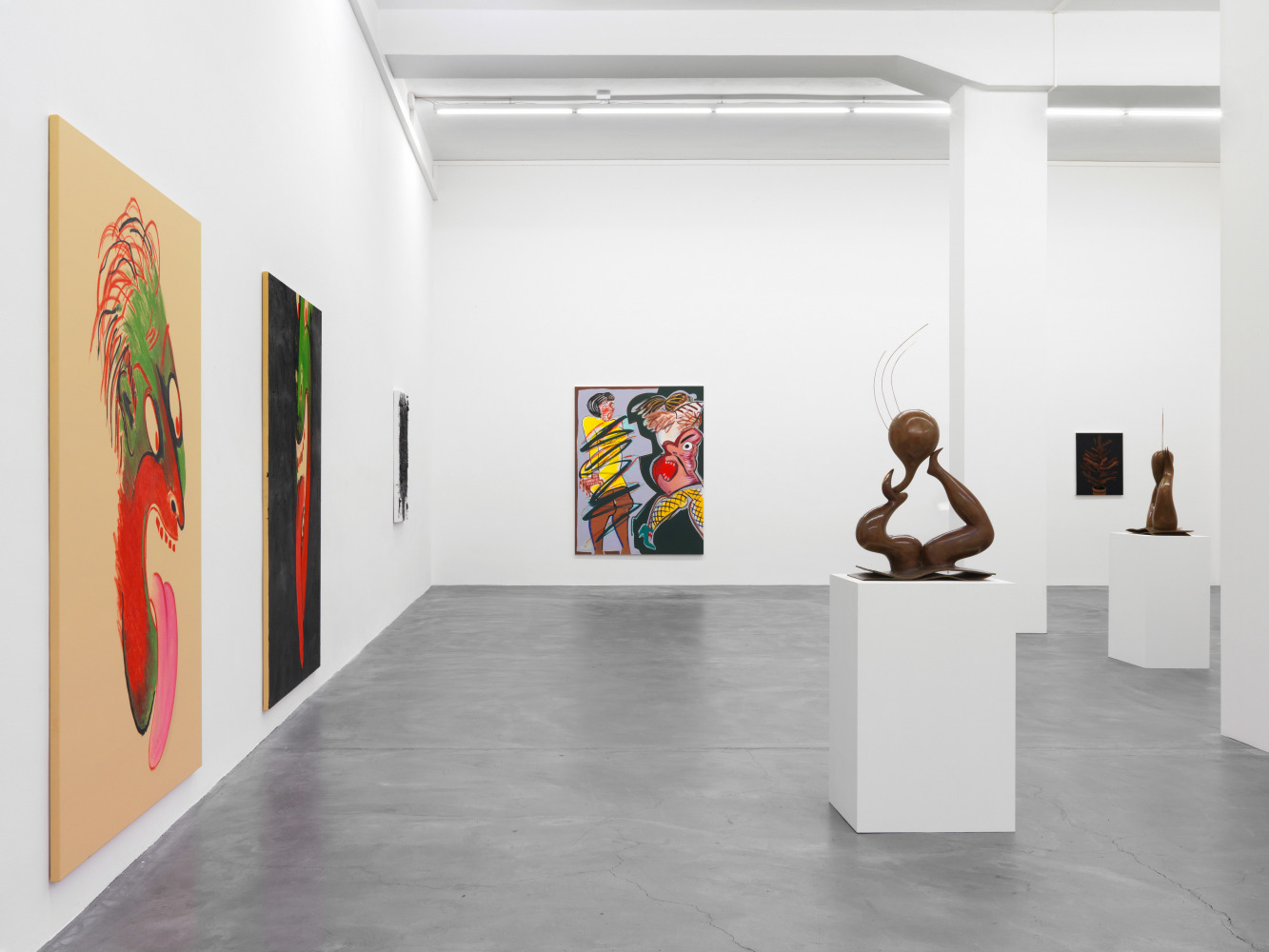 Installation view of paintings and sculptures group exhibition