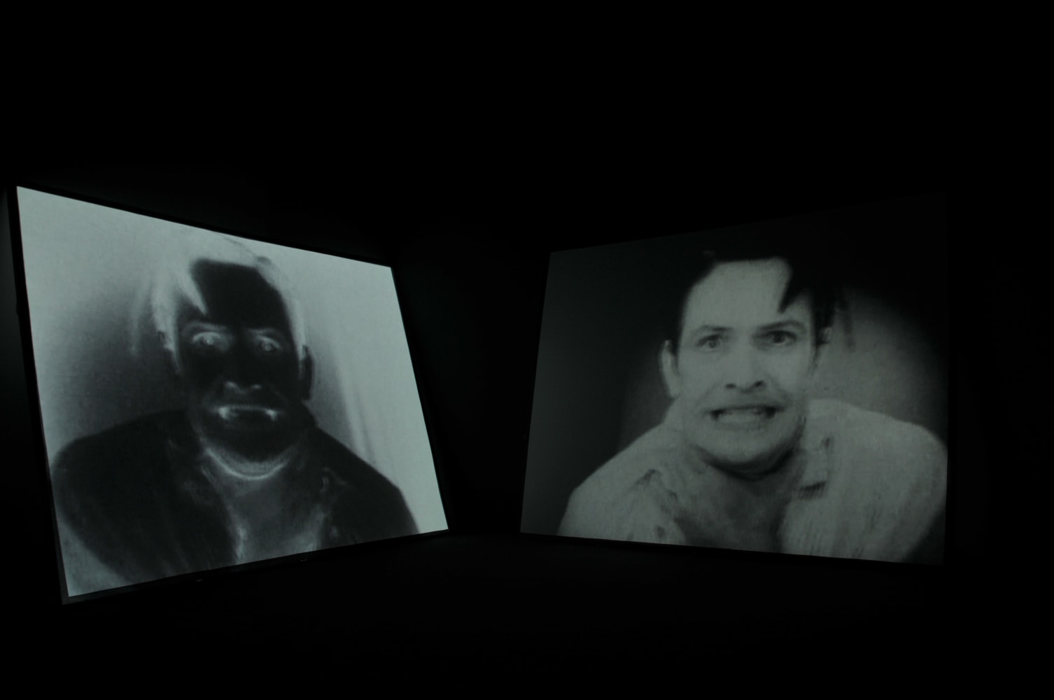Installation view of video work by Douglas Gordon