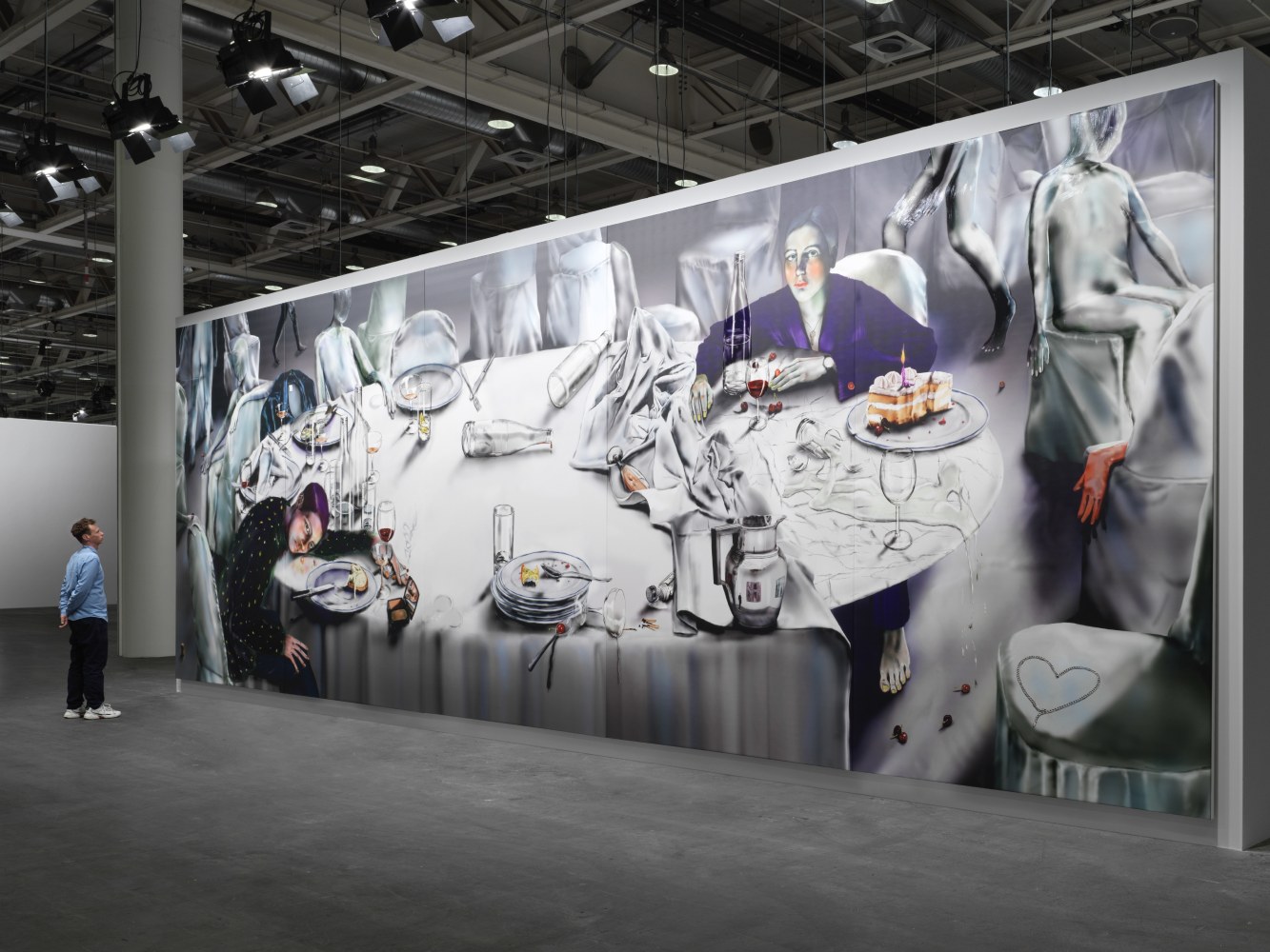 installation view of digital painting of a table by Louisa Gagliardi