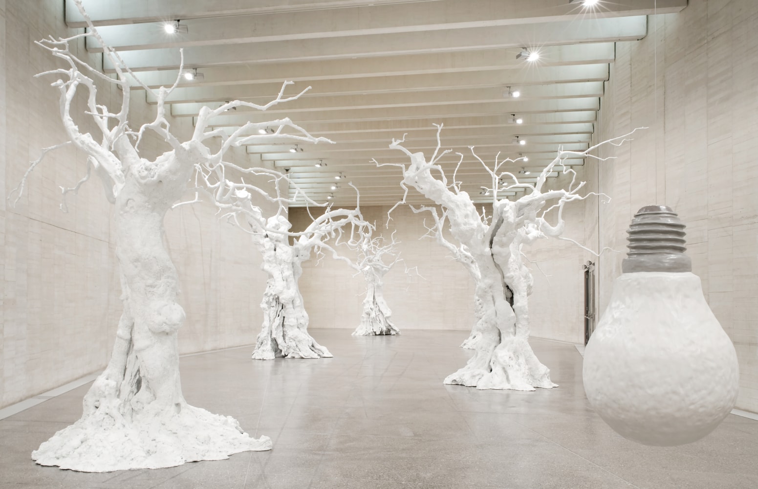 Installation view of sculptures by Ugo Rondinone