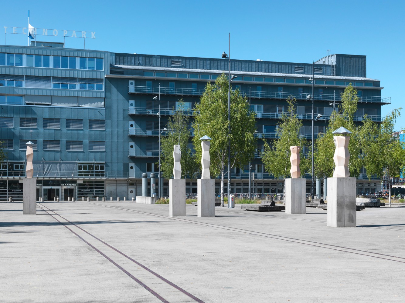 Installation view of sculptures by Martin Boyce